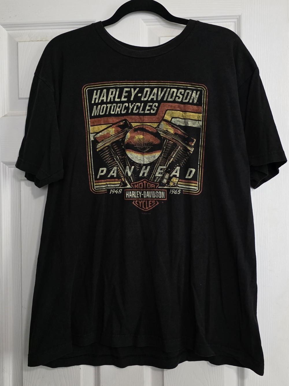 Bosewell Harley-Davidson Black Tee with Retro Panhead Graphic